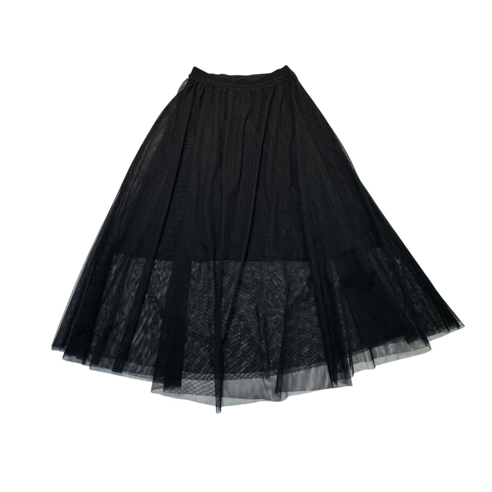 H&M Black Mesh Tulle Midi Skirt Size M NWT Romantic Witchy Balletcore Ethereal